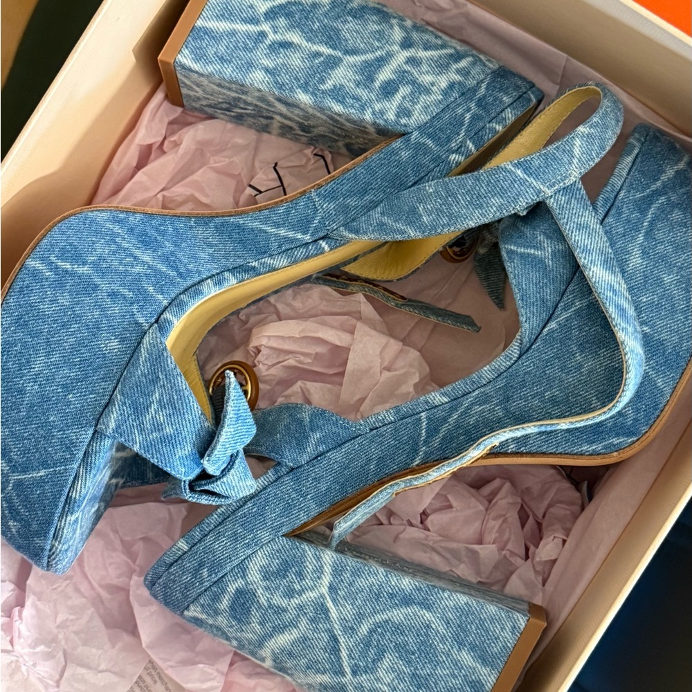 Alexandre Birman Blue Denim Platform Sandals